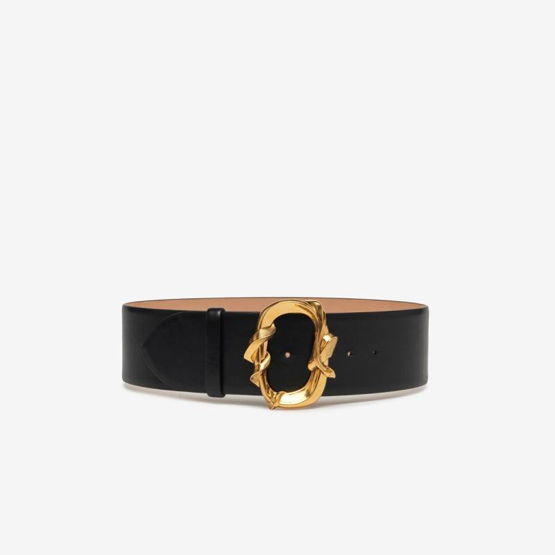 Alexander McQueen Women's Black Snake Waist Belt - 65 (Calf Leather)